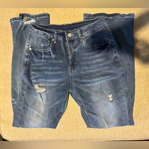 Distressed Blue Jeans